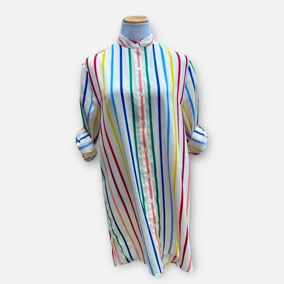 Summersalt Striped Long-Sleeved Button-down Tunic Shirt Dress Size Small - Picture 1 of 11